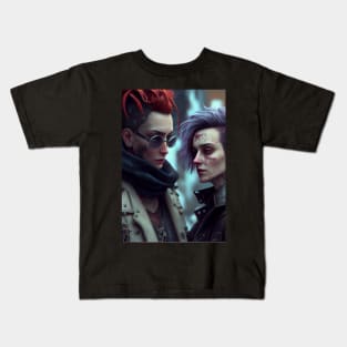 Cyberpunk Lesbian Lovers Kids T-Shirt